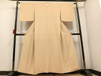 平和屋着物●上質な色無地 丁子色 正絹 逸品 AABD3426ph