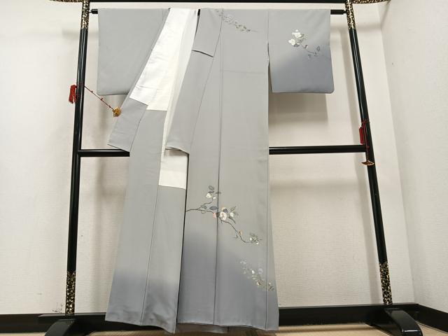 平和屋着物●十日町友禅作家　一梗　訪問着　枝花文　暈し染め　正絹　逸品　AABD3430ph