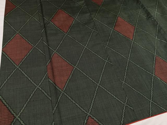 平和屋着物●本場大島紬　一元絣　菱文　正絹　逸品　AABD3436ph
