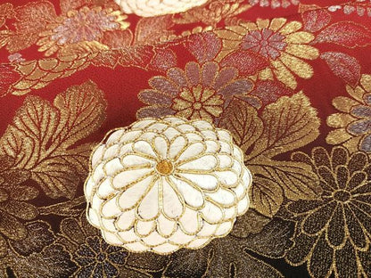 平和屋着物●豪華振袖 駒刺繍 寿光織 菊文 暈し染め 金銀糸 正絹 逸品 AABD3437ph