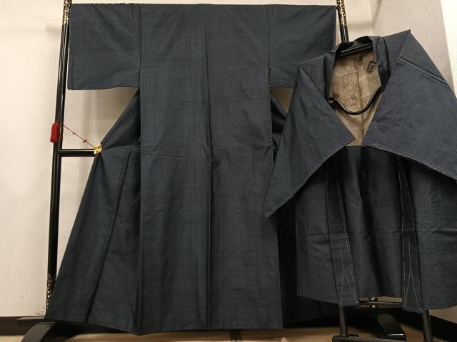 平和屋着物●男性 本場村山大島紬 アンサンブル 亀甲絣 正絹 逸品 AABD3441ph