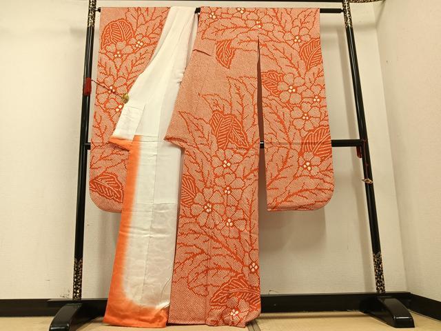 平和屋着物●豪華振袖　総絞り　草花文　正絹　逸品　AABD3453ph