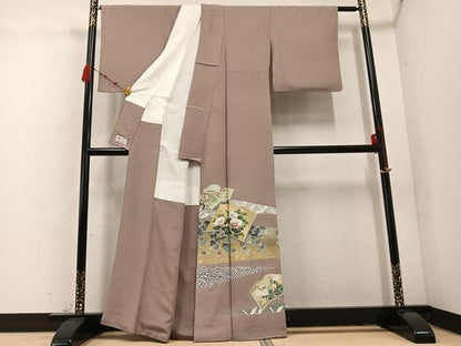 平和屋着物●十日町友禅作家　阿部佳雪　色留袖　飛鶴花冊子文　金彩　やまと誂製　正絹　逸品　AABD3466ph