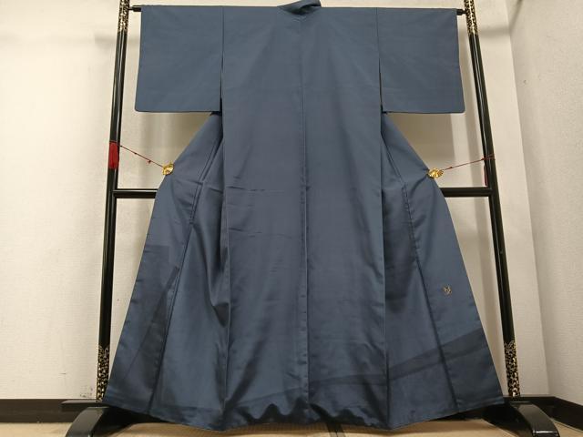 平和屋着物●染色作家　寺島利男　訪問着　紬地　ろうけつ染め　草木文　正絹　逸品　AABD3474ph