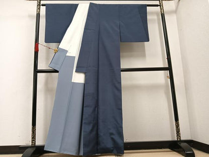平和屋着物●染色作家　寺島利男　訪問着　紬地　ろうけつ染め　草木文　正絹　逸品　AABD3474ph