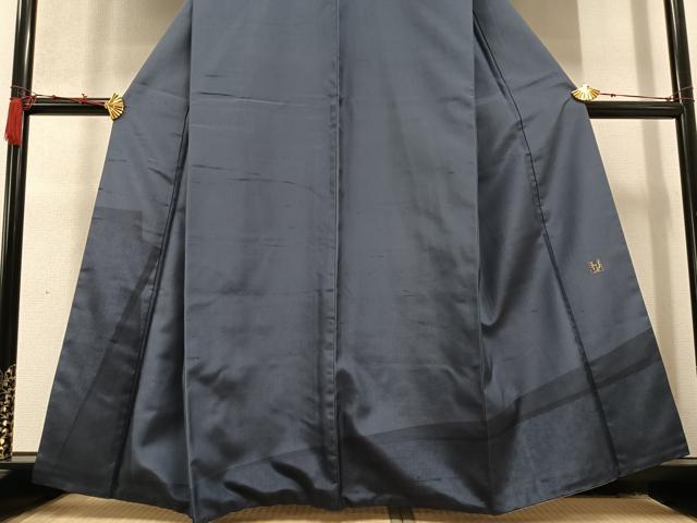 平和屋着物●染色作家　寺島利男　訪問着　紬地　ろうけつ染め　草木文　正絹　逸品　AABD3474ph