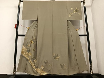 平和屋着物●訪問着　駒刺繍　橘　金銀彩　正絹　逸品　AABD3480ph