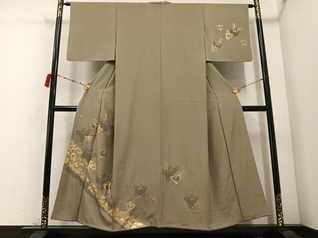 平和屋着物●訪問着　駒刺繍　橘　金銀彩　正絹　逸品　AABD3480ph