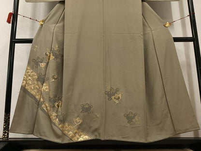 平和屋着物●訪問着　駒刺繍　橘　金銀彩　正絹　逸品　AABD3480ph