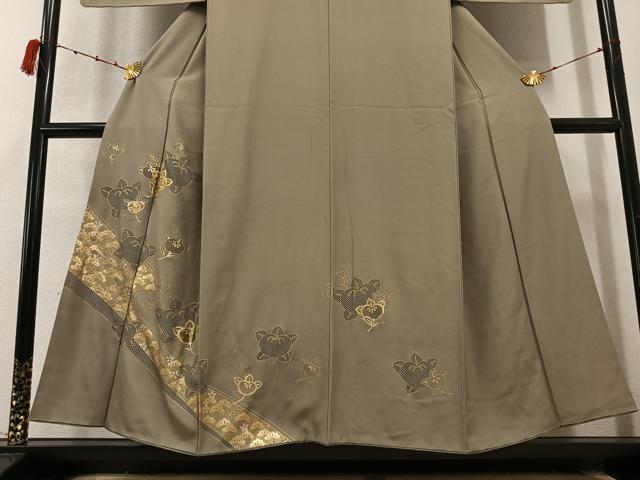 平和屋着物●訪問着　駒刺繍　橘　金銀彩　正絹　逸品　AABD3480ph
