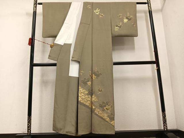 平和屋着物●訪問着　駒刺繍　橘　金銀彩　正絹　逸品　AABD3480ph