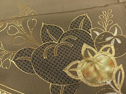 平和屋着物●訪問着　駒刺繍　橘　金銀彩　正絹　逸品　AABD3480ph
