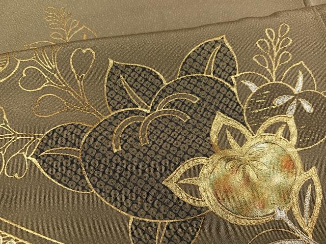 平和屋着物●訪問着　駒刺繍　橘　金銀彩　正絹　逸品　AABD3480ph