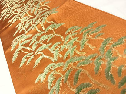 平和屋着物◎六通柄袋帯　唐織　浜松文　金糸　正絹　逸品　AABD3494yx