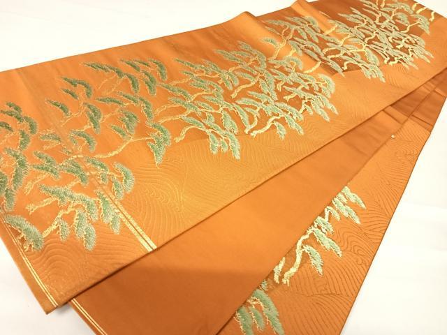 平和屋着物◎六通柄袋帯　唐織　浜松文　金糸　正絹　逸品　AABD3494yx