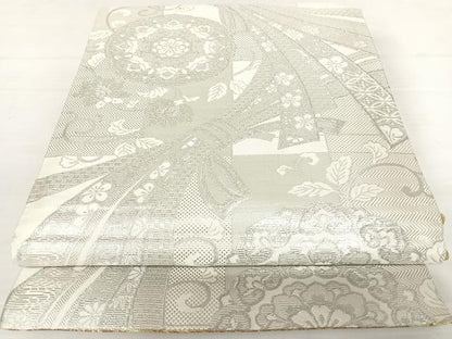 平和屋着物◎両面六通柄袋帯　正倉院花文　金銀糸　正絹　逸品　AABD3497yx