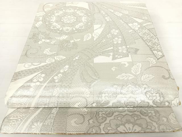 平和屋着物◎両面六通柄袋帯　正倉院花文　金銀糸　正絹　逸品　AABD3497yx