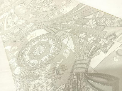 平和屋着物◎両面六通柄袋帯　正倉院花文　金銀糸　正絹　逸品　AABD3497yx