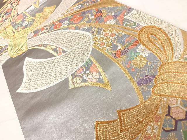 平和屋着物◎六通柄袋帯　唐織　束ね熨斗吉祥文　金銀糸　正絹　逸品　AABD3501yx