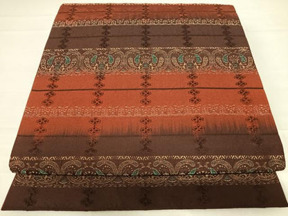 平和屋着物◎全通柄袋帯 しじら織 横段洋花文 金糸 正絹 逸品 AABD3509yx