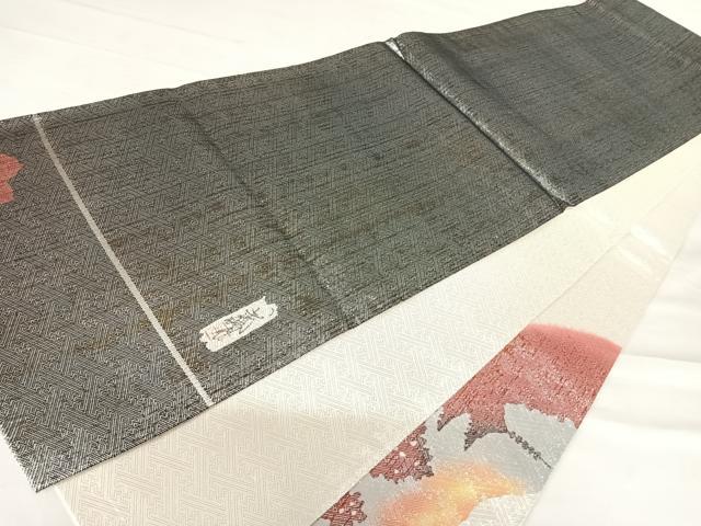 平和屋着物◎佐賀錦 太鼓柄袋帯 作家物 京風景文 銀糸 正絹