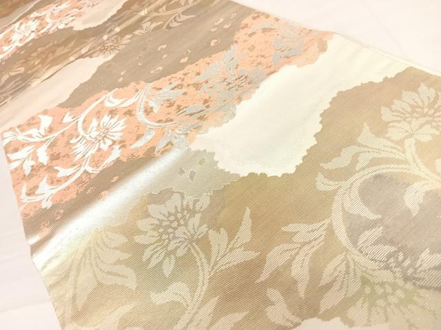 平和屋着物◎六通柄袋帯　道長更紗花文　引箔　正絹　逸品　AABD3536yx