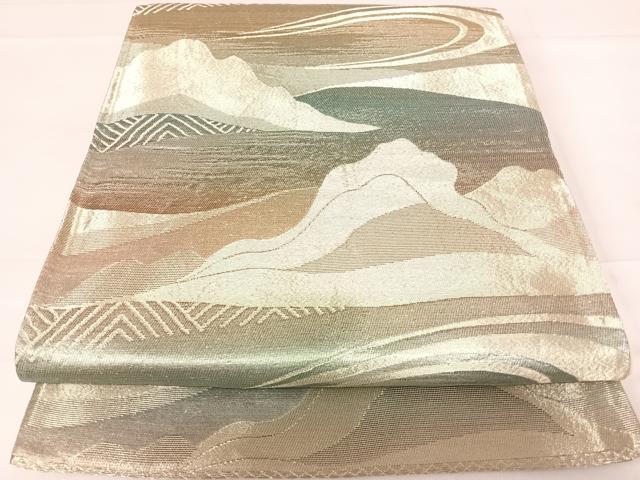 平和屋着物◎六通柄袋帯　流水風景文　正絹　逸品　AABD3538yx