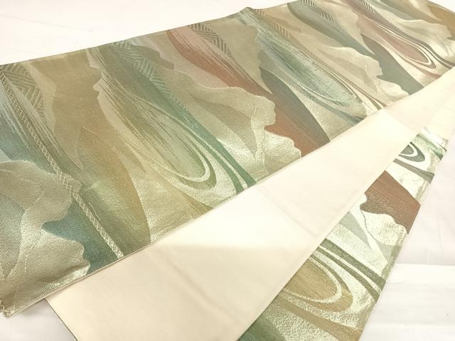 平和屋着物◎六通柄袋帯　流水風景文　正絹　逸品　AABD3538yx