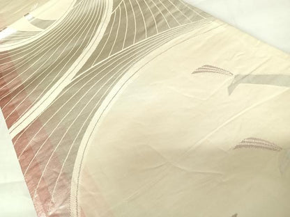 平和屋着物◎両面六通柄袋帯　舞蝶文　銀糸　正絹　逸品　AABD3541yx