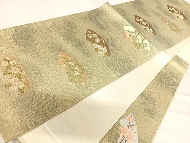 平和屋着物◎六通柄袋帯　唐織　地紙花文　金銀糸　正絹　逸品　AABD3553yx