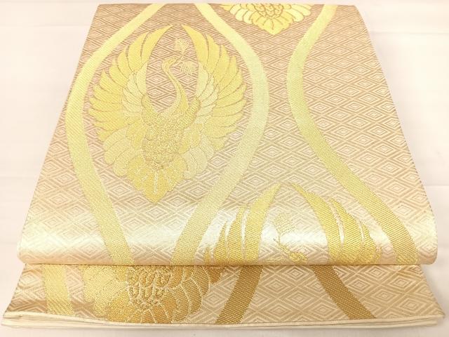 平和屋着物◎六通柄袋帯　大宮錦　立涌飛鶴文　金糸　正絹　逸品　AABD3554yx