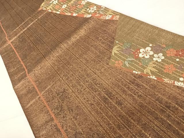 平和屋着物◎六通柄袋帯 唐織 舞花文 金糸 正絹 逸品 AABD3598yx