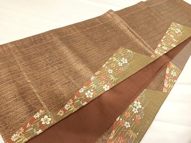 平和屋着物◎六通柄袋帯 唐織 舞花文 金糸 正絹 逸品 AABD3598yx