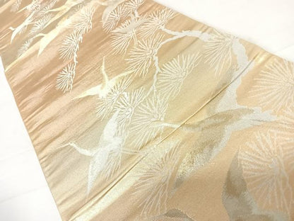 平和屋着物◎六通柄袋帯 飛鶴松文 金銀糸 正絹 逸品 AABD3601yx