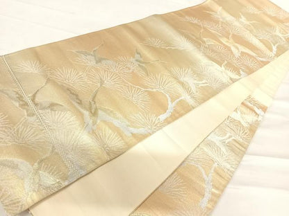 平和屋着物◎六通柄袋帯 飛鶴松文 金銀糸 正絹 逸品 AABD3601yx