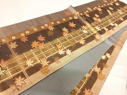 平和屋着物◎六通柄袋帯　唐織　舞葉文　金糸　正絹　逸品　AABD3602yx