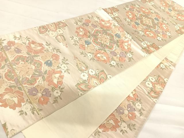 平和屋着物◎六通柄袋帯　宝相華　金糸　正絹　逸品　AABD3612yx