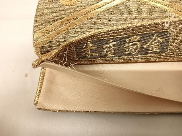 平和屋着物◎六通柄袋帯 唐織 朱座蜀金 亀甲花丸文 金糸 正絹 逸品 AABD3629yx