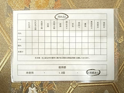 平和屋着物◎六通柄袋帯 唐織 朱座蜀金 亀甲花丸文 金糸 正絹 逸品 AABD3629yx