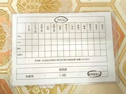 平和屋着物◎六通柄袋帯 亀甲花文 金銀糸 正絹 逸品 AABD3630yx