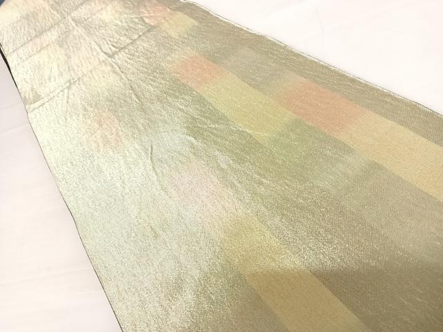 平和屋着物◎両面全通柄袋帯　霞文　金糸　正絹　逸品　AABD3635yx