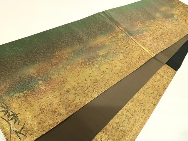 平和屋着物◎太鼓柄袋帯　枝梅松文　金糸　引箔　正絹　逸品　AABD3640yx