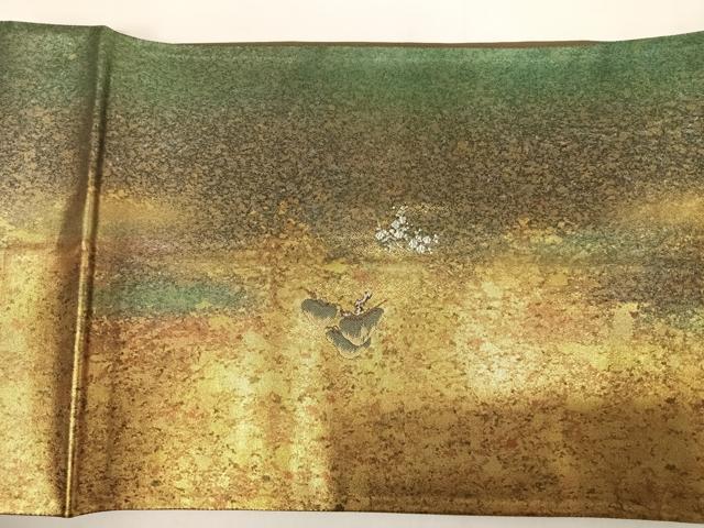 平和屋着物◎太鼓柄袋帯　枝梅松文　金糸　引箔　正絹　逸品　AABD3640yx