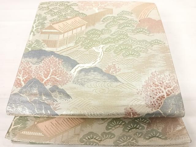 平和屋着物◎佐賀錦　六通柄袋帯　風景文　正絹　逸品　AABD3647yx