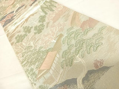 平和屋着物◎佐賀錦　六通柄袋帯　風景文　正絹　逸品　AABD3647yx