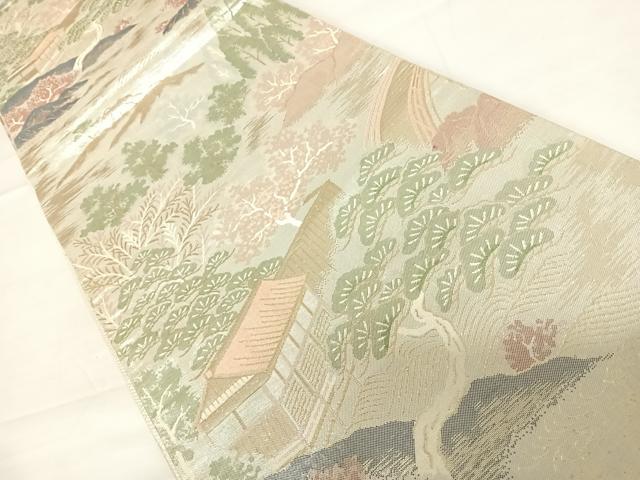 平和屋着物◎佐賀錦　六通柄袋帯　風景文　正絹　逸品　AABD3647yx