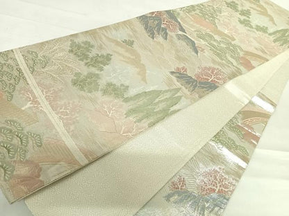平和屋着物◎佐賀錦　六通柄袋帯　風景文　正絹　逸品　AABD3647yx