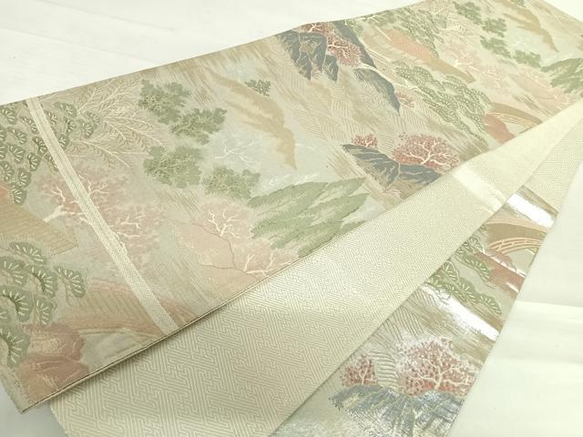 平和屋着物◎佐賀錦　六通柄袋帯　風景文　正絹　逸品　AABD3647yx