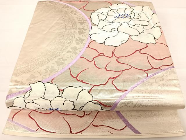 平和屋着物◎六通柄袋帯　舞花文　金銀糸　正絹　逸品　AABD3672yx