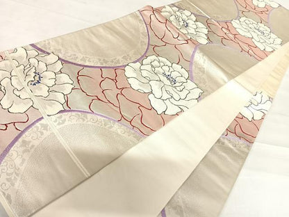 平和屋着物◎六通柄袋帯　舞花文　金銀糸　正絹　逸品　AABD3672yx